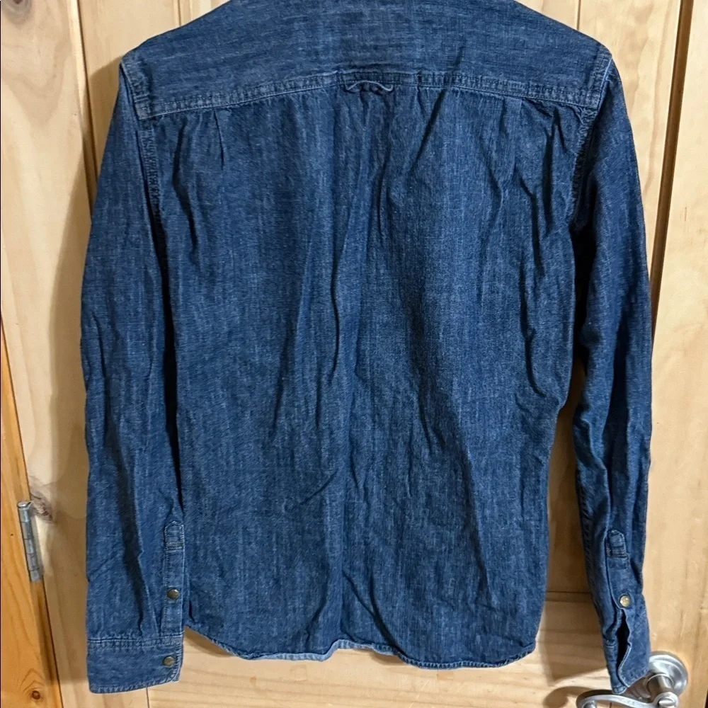 HUF Men’s Blue Denim Shirt with Cream Collar